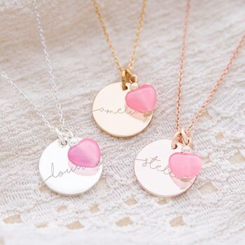 Esme Disc And Heart Charm Name Necklace, 5 of 8