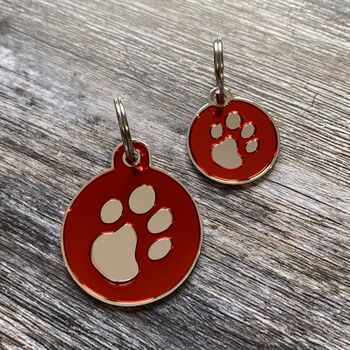 Red And Silver Paw Print Circular Dog Tag, 6 of 6