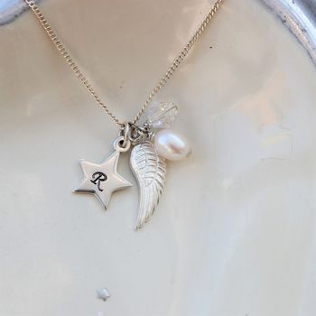 Personalised Angel Wing And Star Charm Necklace, 6 of 12