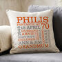 Personalised 70th Birthday Word Art Cushion, thumbnail 5 of 9