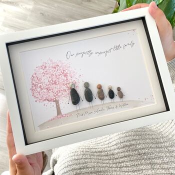 Personalised Family Blossom Pebble Picture, 3 of 5