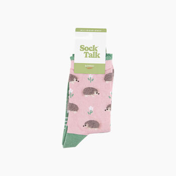 Hedgehog Floral Fluffy Bamboo Socks In Pink, 4 of 4