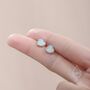 Sterling Silver Lab Opal Heart Stud Earrings, thumbnail 2 of 12