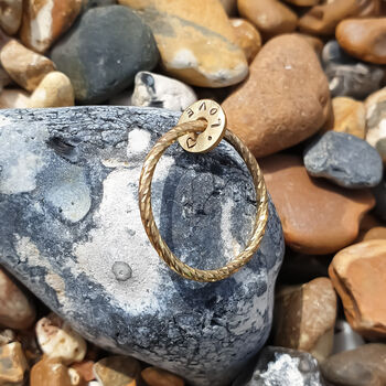 Personalised Skinny Solid Gold Charm Ring, 4 of 5