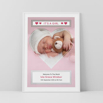 It’s A Girl Baby Photo Print Personalised New Baby Gift, 4 of 5