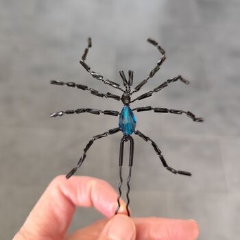 Handcrafted Beaded Spider Hair Pin – Halloween Accessory, 2 of 8