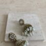 Antique Gold Pearl Jhumki Indian Earrings, thumbnail 5 of 6