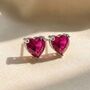 Ruby Heart Sterling Silver Stud Gemstone Earrings, thumbnail 1 of 4