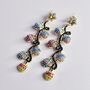 Multicolour Rhinestone Christmas Bauble String Earrings, thumbnail 2 of 4