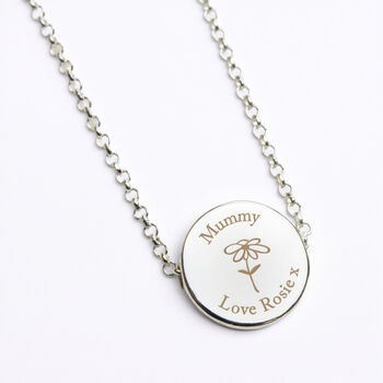 Personalised Silver Tone Flower Disc Necklace, 2 of 5