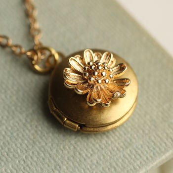 Gold Daisy Flower Tiny Locket, 3 of 7