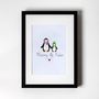 Personalised Art Print, Mummy And Child Penguin, thumbnail 1 of 3