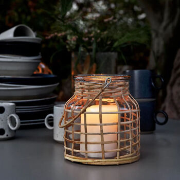 Small Bamboo And Glass Hanging Candle Lantern, 3 of 6