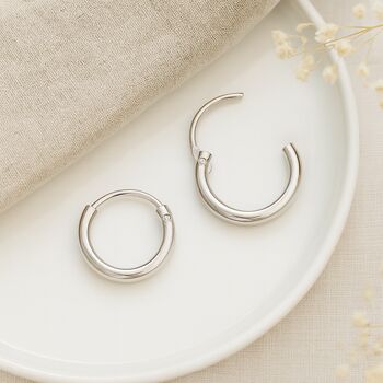 Mini Sterling Silver Sleeper Hoop Earrings – 10mm, 4 of 8