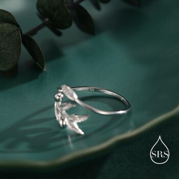 Sterling Silver Olive Leaf With Olive Ring, 5 of 12