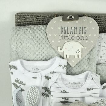 Large Baby Hamper ~ Little Elephants New Baby Starter Gift Set, 4 of 10