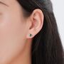 Sterling Silver Emerald Green Cz Cat Stud Earrings, thumbnail 7 of 12