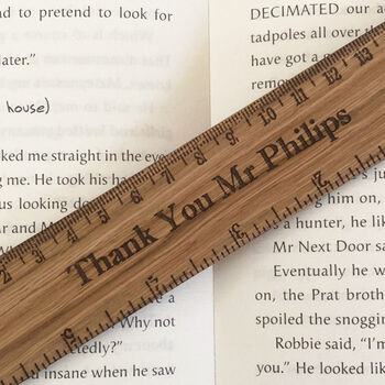 Personalised Oak Veneer Ruler Bookmark For Readers, 3 of 4