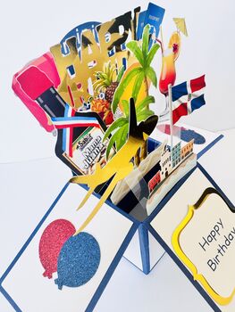 Dominican Republic Themed 3D Birthday Card, 5 of 8