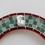 Handmade Mosaic Holly Christmas Wreath Wall Art, thumbnail 3 of 6