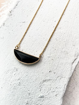Jade Semi Circle Necklace Real 18k Gold Plated Gift, 4 of 8