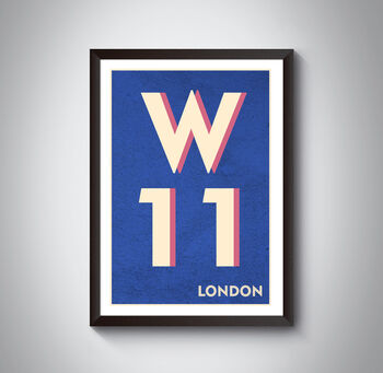 W11 Notting Hill London Postcode Typography Print, 10 of 11