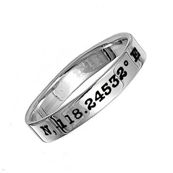 Coordinates Latitude Longitude Silver Band Ring, 10 of 12