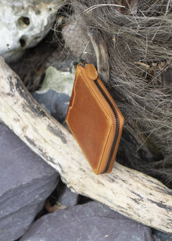 Personalised Zip Around Tan Leather Wallet Rfid Men's, 3 of 7