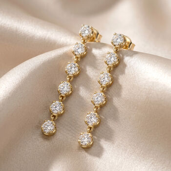 Moissanite Gold Or Silver Drop Tennis Earrings, 2 of 9