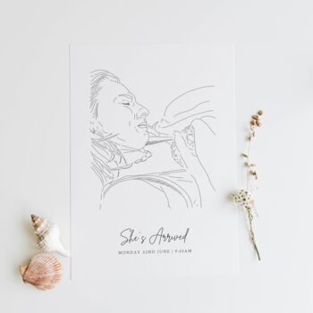 Personalised Mother And Baby Portrait Line Drawing, 2 of 5