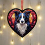 Border Collie Stained Glass Effect Heart Suncatcher, thumbnail 2 of 6