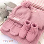 Dawn Pink Welcome Baby Knitted Essentials And Toy Gift Set, thumbnail 1 of 12