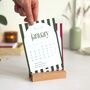 2026 Desk Calendar With Refillable Cards With Wood Stand, thumbnail 1 of 10