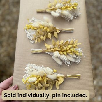 Pastel Yellow Dried Flower Buttonhole, 2 of 2