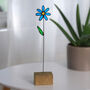 Stained Glass Everlasting Flower Blue Daisy Sun Catcher, thumbnail 2 of 7