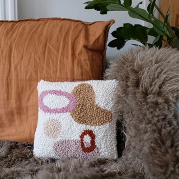 Handmade Abstract Pattern Punch Needle Cushion, 3 of 5