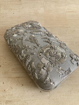 Grey Handcrafted Rectangular Clutch Bag, 2 of 10