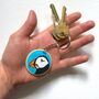 Puffin Wooden Keyring. Hand Painted, thumbnail 1 of 3