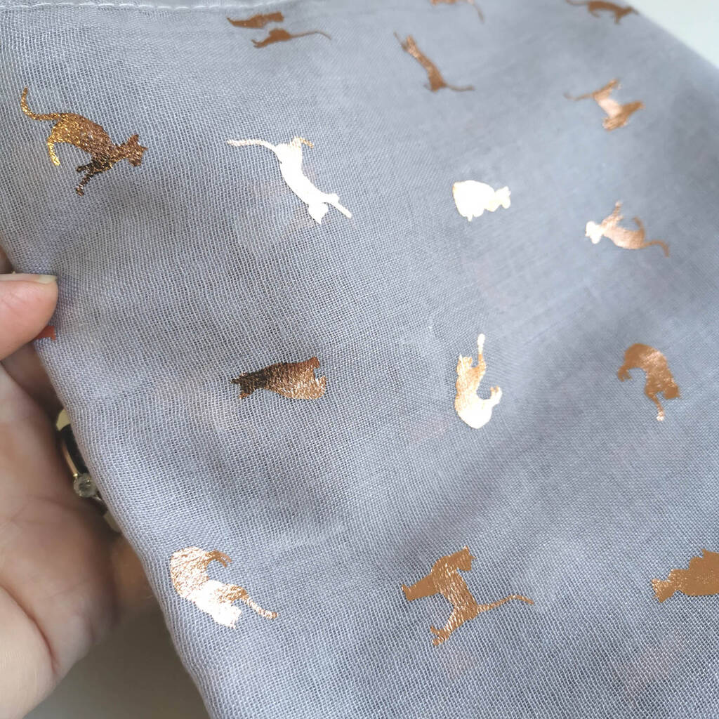 Personalised Cat Print Scarf With Rose Gold Foil By Hem Studios ...