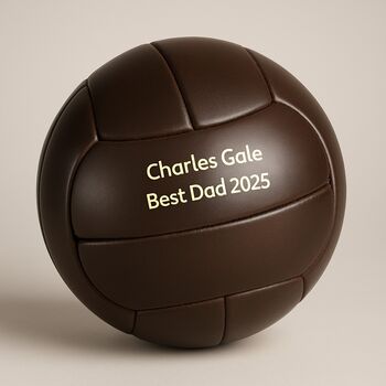 Personalised Vintage Dark Brown Leather Football, 2 of 10