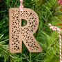 Walnut Christmas Tree Wood Letter Xmas Decoration, thumbnail 1 of 7