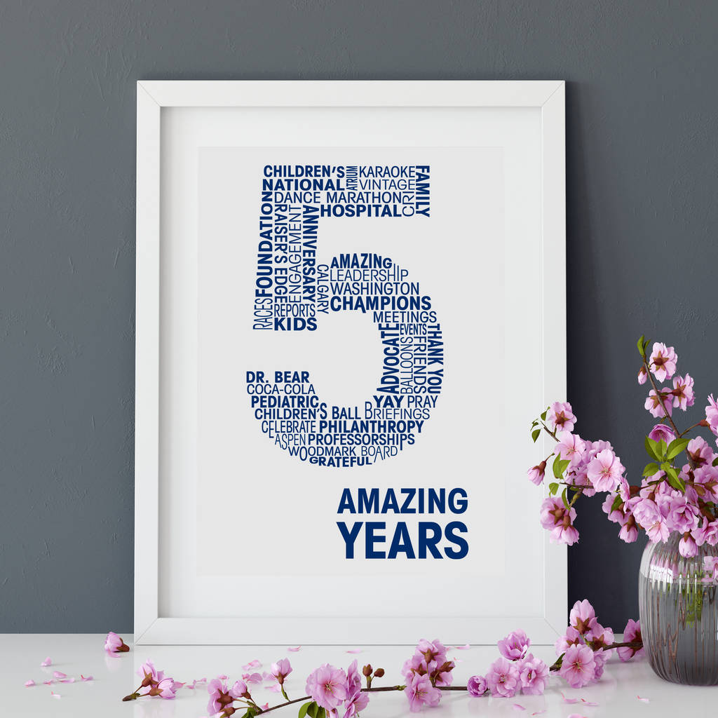 5 year wedding words anniversary mrs anniversary print by personalised l cards