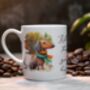 Personalised Dachshund Autumn Dog Walk Keepsake Gift Mug, thumbnail 1 of 2