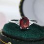 Genuine Garnet Oval Ring In Sterling Silver, thumbnail 7 of 11