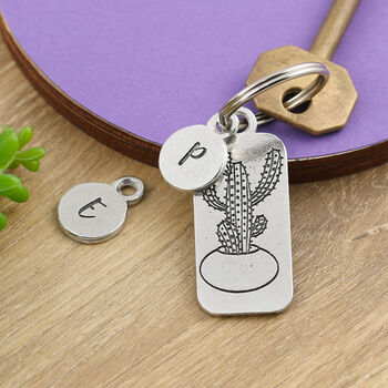 Cactus Plant New Home Gift Pewter Keyring, 6 of 8