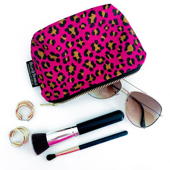 Hot Pink Leopard Print Washable Cosmetic Or Makeup Bag, 12 of 12