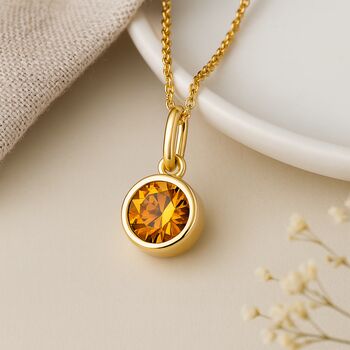 Personalised Gold Plated Sterling Silver November Birthstone Citrine Pendant Necklace, 2 of 9