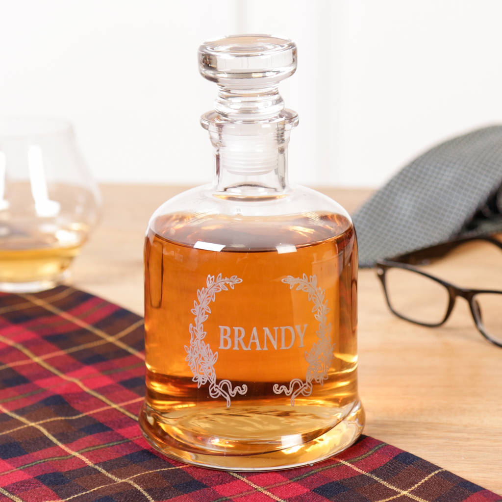 glass etched brandy decanter by dibor