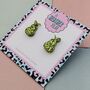 Green Pear Glitter Stud Earrings, thumbnail 4 of 4