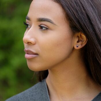 Birthstone Stud Earrings February: Amethyst And Silver, 3 of 4